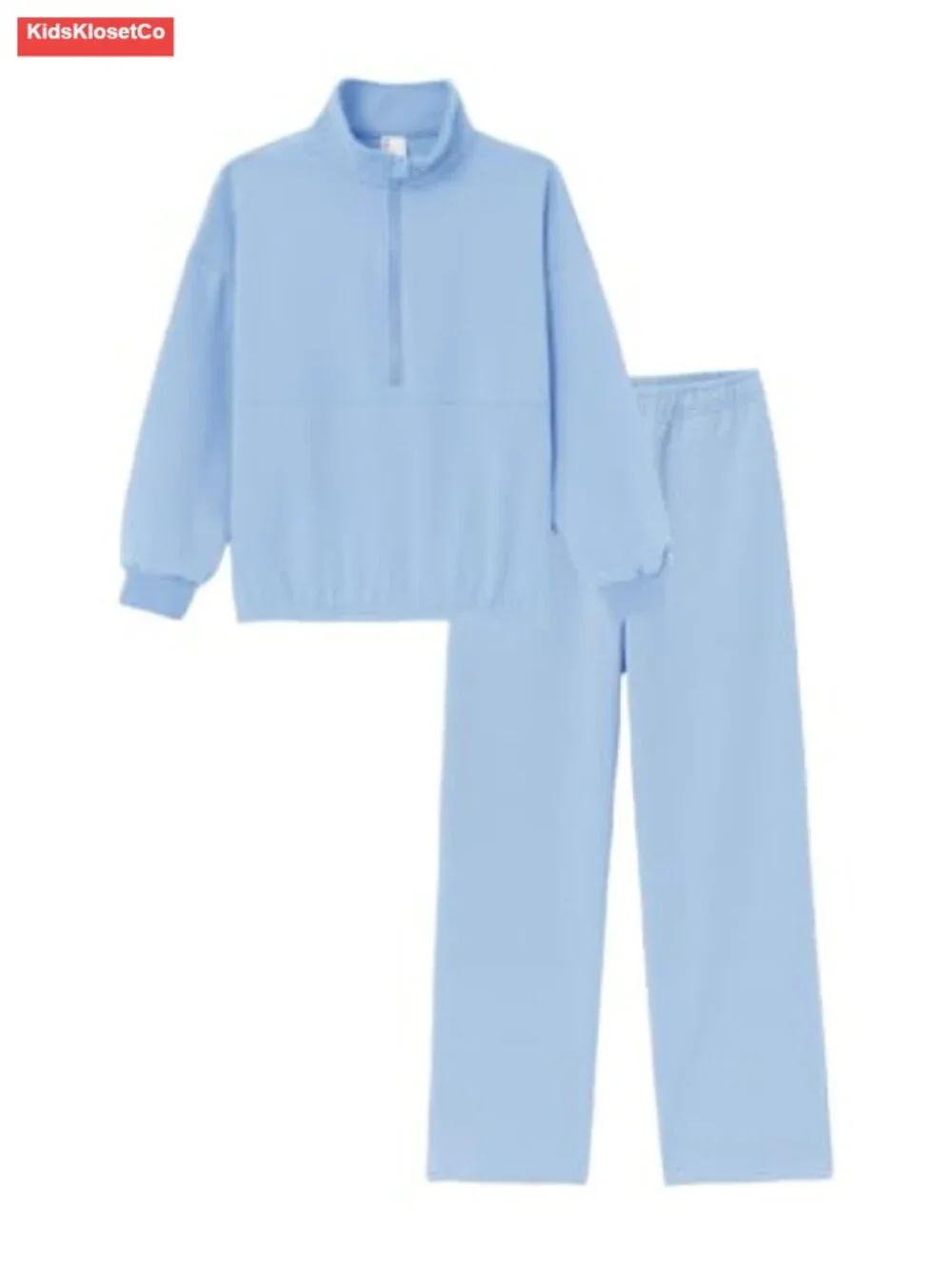 Girls 2-Piece Sweatsuit Half Zip Hoodie Wide Leg Pants Set